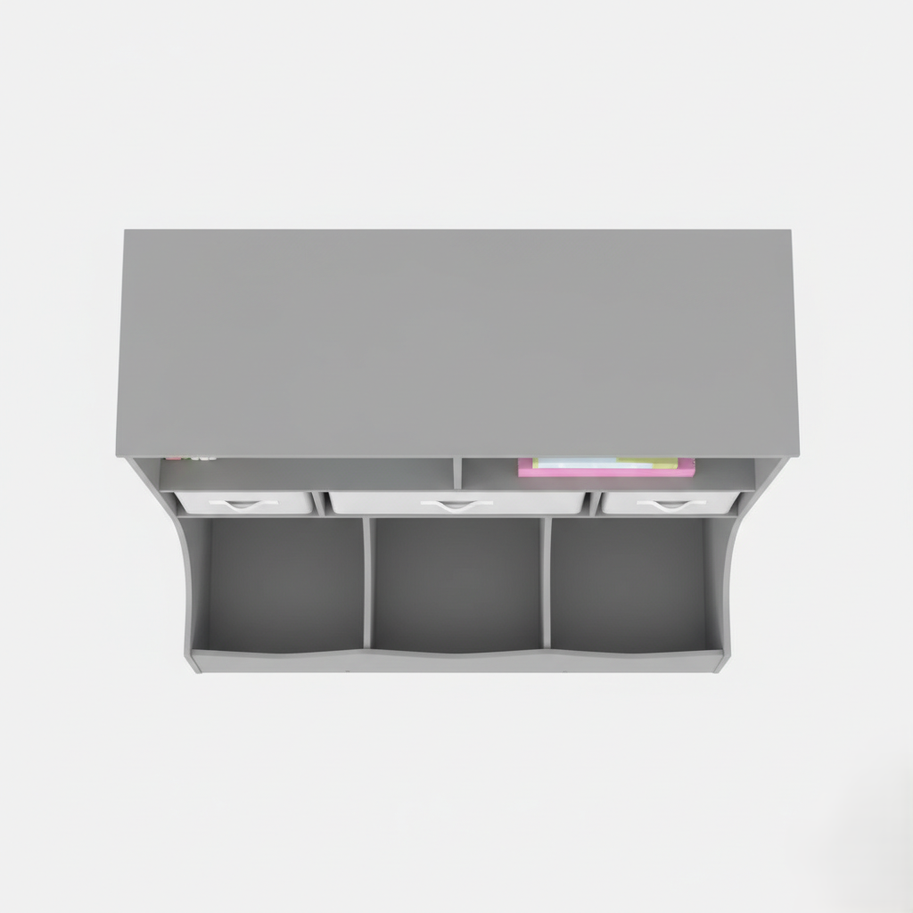 Kids Storage Bookcase with Open Shelves and Fabric Bins - Grey Children’s Book Organizer and Toy Storage Unit for Bedroom and Playroom