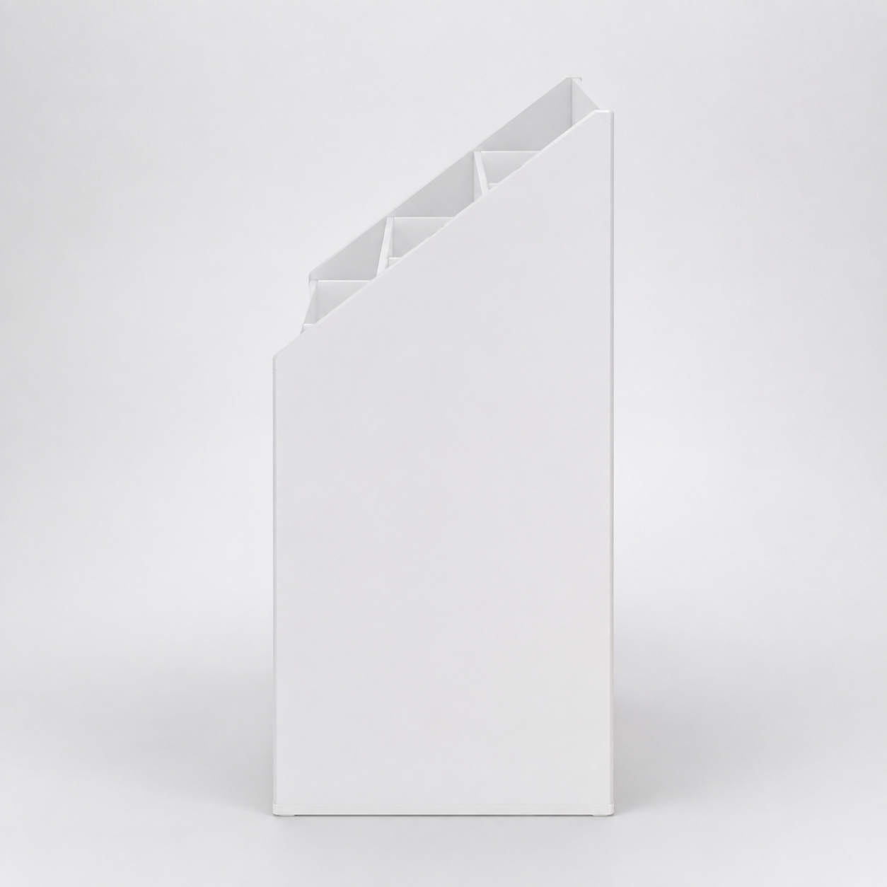 Kids Front-Facing Book Rack with Three Display Tiers, Two Open Toy Compartments and Large Bottom Storage Drawer in White Finish