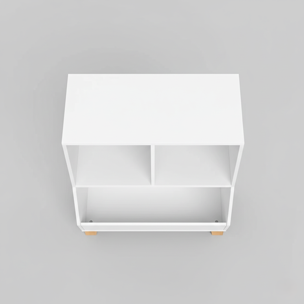 Kids Bookcase with Open Shelves and Lower Storage Bin in White - Children’s Bookshelf Organizer for Books, Toys and Daily Essentials