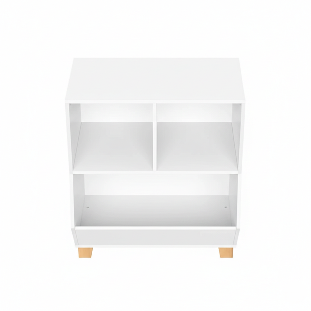 Kids Bookcase with Open Shelves and Lower Storage Bin in White - Children’s Bookshelf Organizer for Books, Toys and Daily Essentials