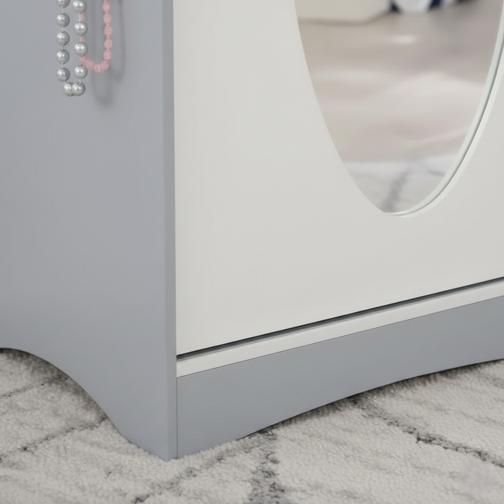 Kids House-Shaped Bookcase with Open Shelves and Enclosed Storage in White and Grey - Children’s Bookshelf Organizer for Books, Toys and Daily Essentials