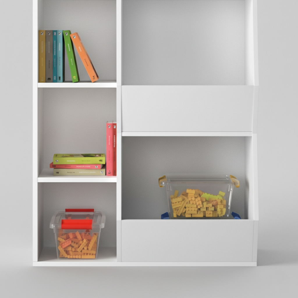 কাঠের বাচ্চাদের স্টোরেজ খেলনা সংগঠক