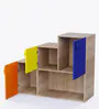 Kids Storage Cabinet in Multicolour with Open & Closed Storage, Pre-Laminate Particle Board Toy & Book Organizer for Kids Room, Playroom & Study Area