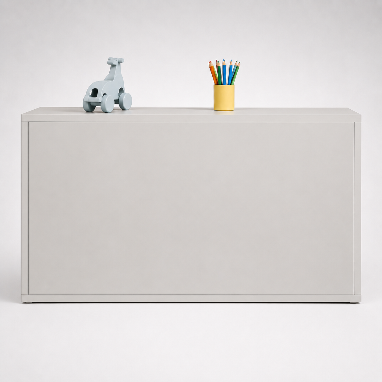 Kids Activity Storage Cabinet in White with Open Shelves & Playful Design, Low Height Toy & Book Organizer for Kids Room, Playroom & Nursery