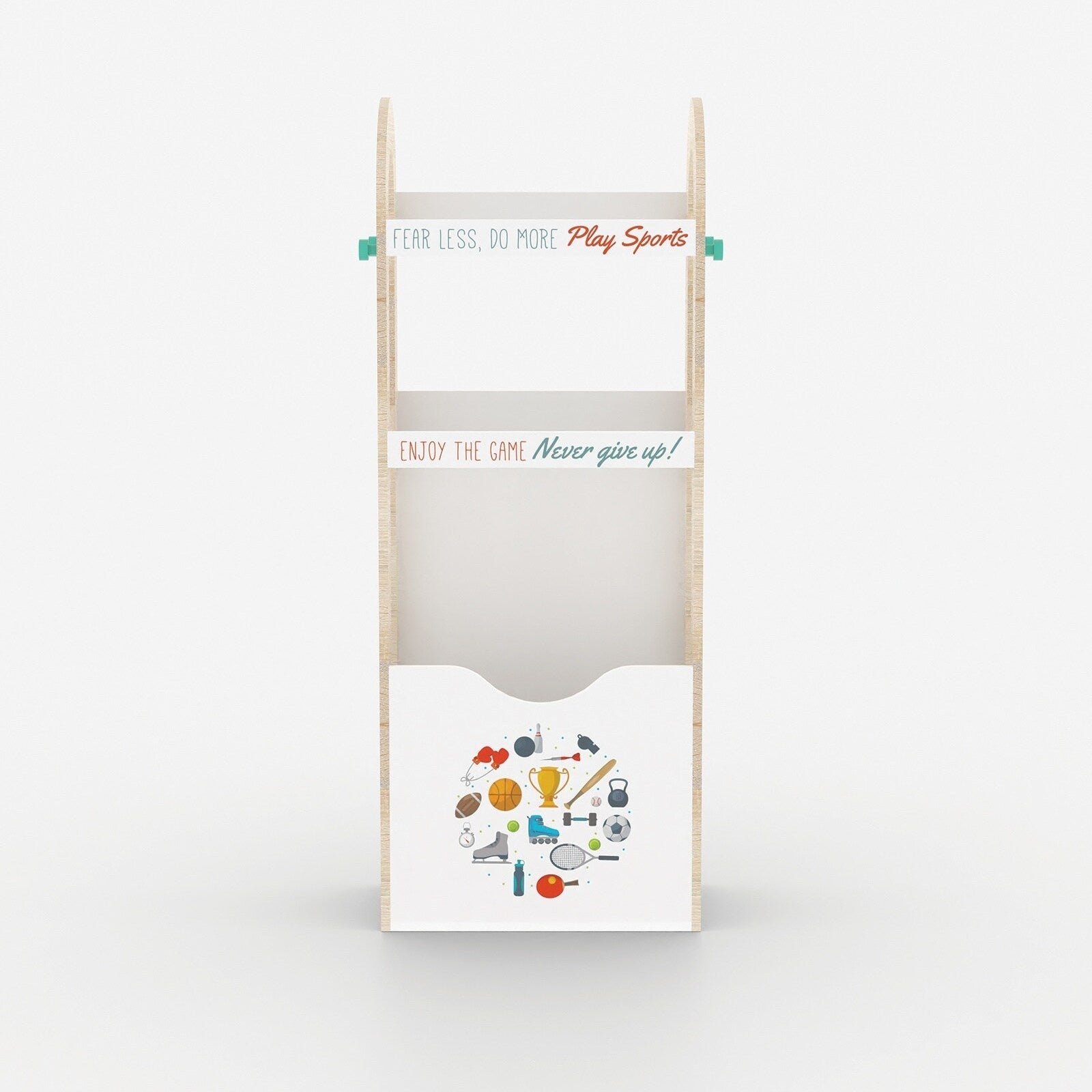 Kids Wooden Book Rack with 2 Open Shelves & Toy Storage Bin for Bedroom, Nursery & Classroom, Natural Oak White Finish