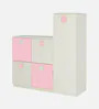Kids Storage Cabinet Set in White & Pink with Multi-Door Storage, Toy & Book Organizer for Kids Room, Playroom, Nursery & Study Area