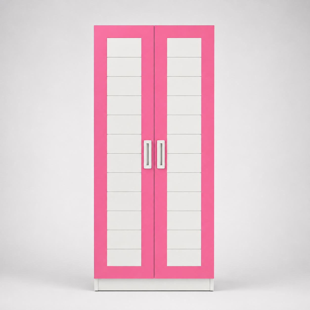 Kids Wardrobe in White & Pink with Double Door Storage, Clothes Organizer for Kids Bedroom, Nursery, Playroom & Kids Room