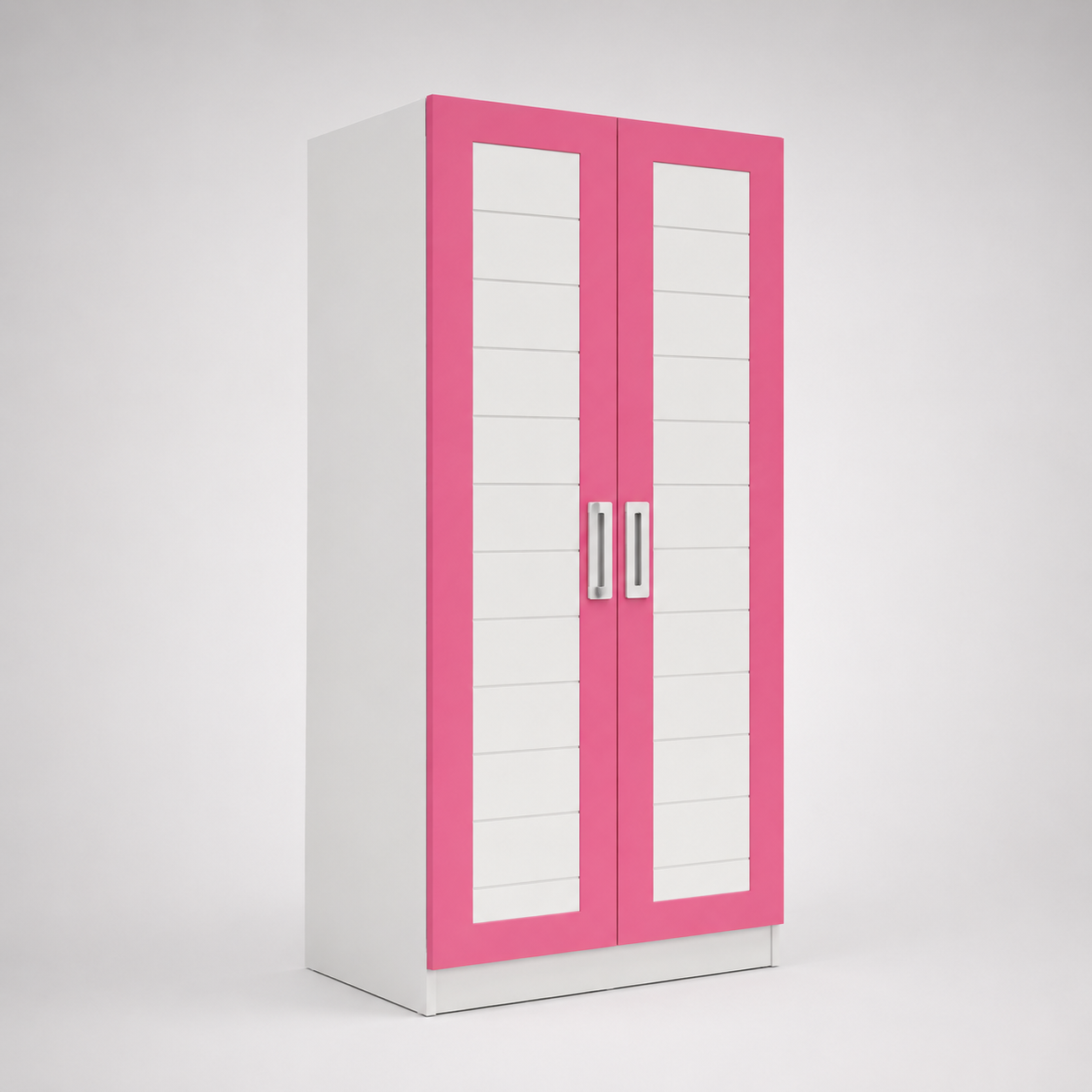Kids Wardrobe in White & Pink with Double Door Storage, Clothes Organizer for Kids Bedroom, Nursery, Playroom & Kids Room