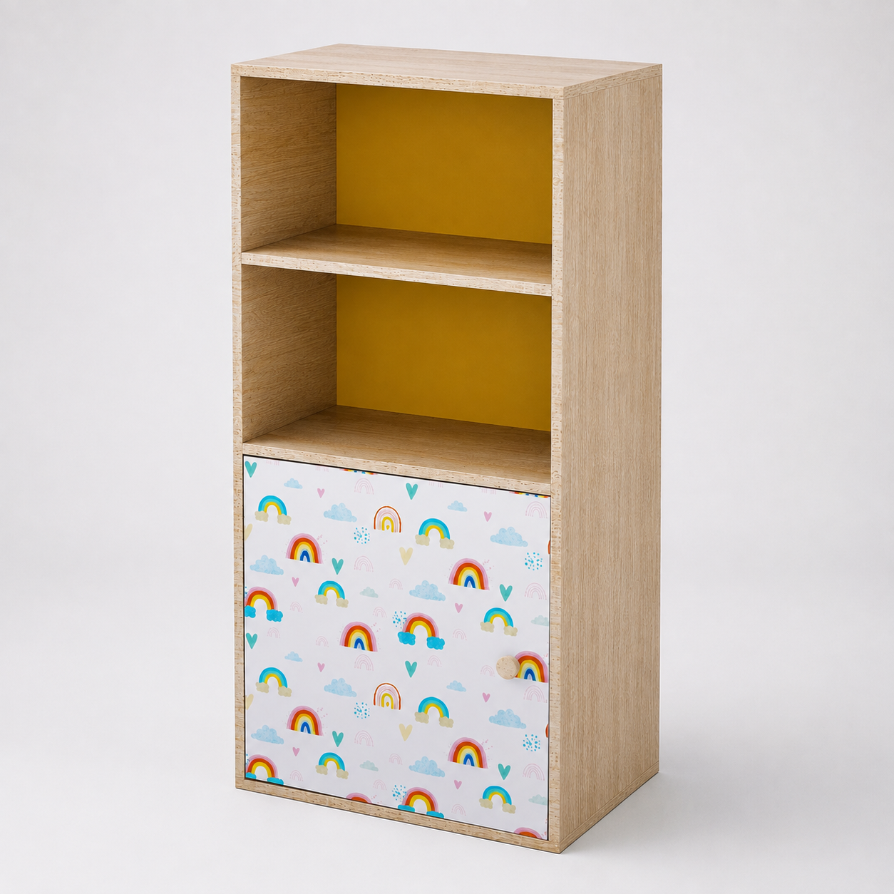 Kids Storage Cabinet in Wooden Finish with Open Shelves & Closed Storage, Toy & Book Organizer for Kids Room, Playroom, Nursery & Study Area