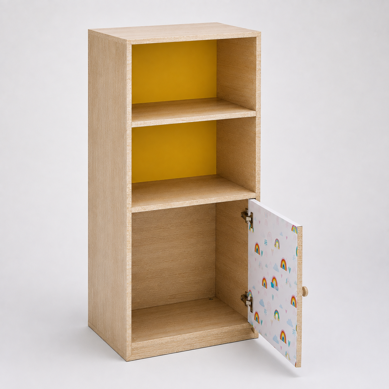 Kids Storage Cabinet in Wooden Finish with Open Shelves & Closed Storage, Toy & Book Organizer for Kids Room, Playroom, Nursery & Study Area