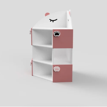 Kids Corner Storage Cabinet in White & Pink with Open Shelves & Closed Storage, Toy & Book Organizer for Kids Room, Playroom & Nursery