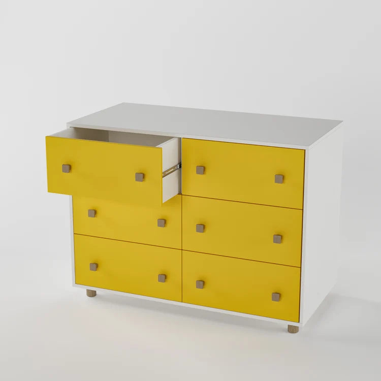 Modern Kids 6 Drawer Storage Chest with Spacious Organizer for Bedroom, Nursery & Playroom