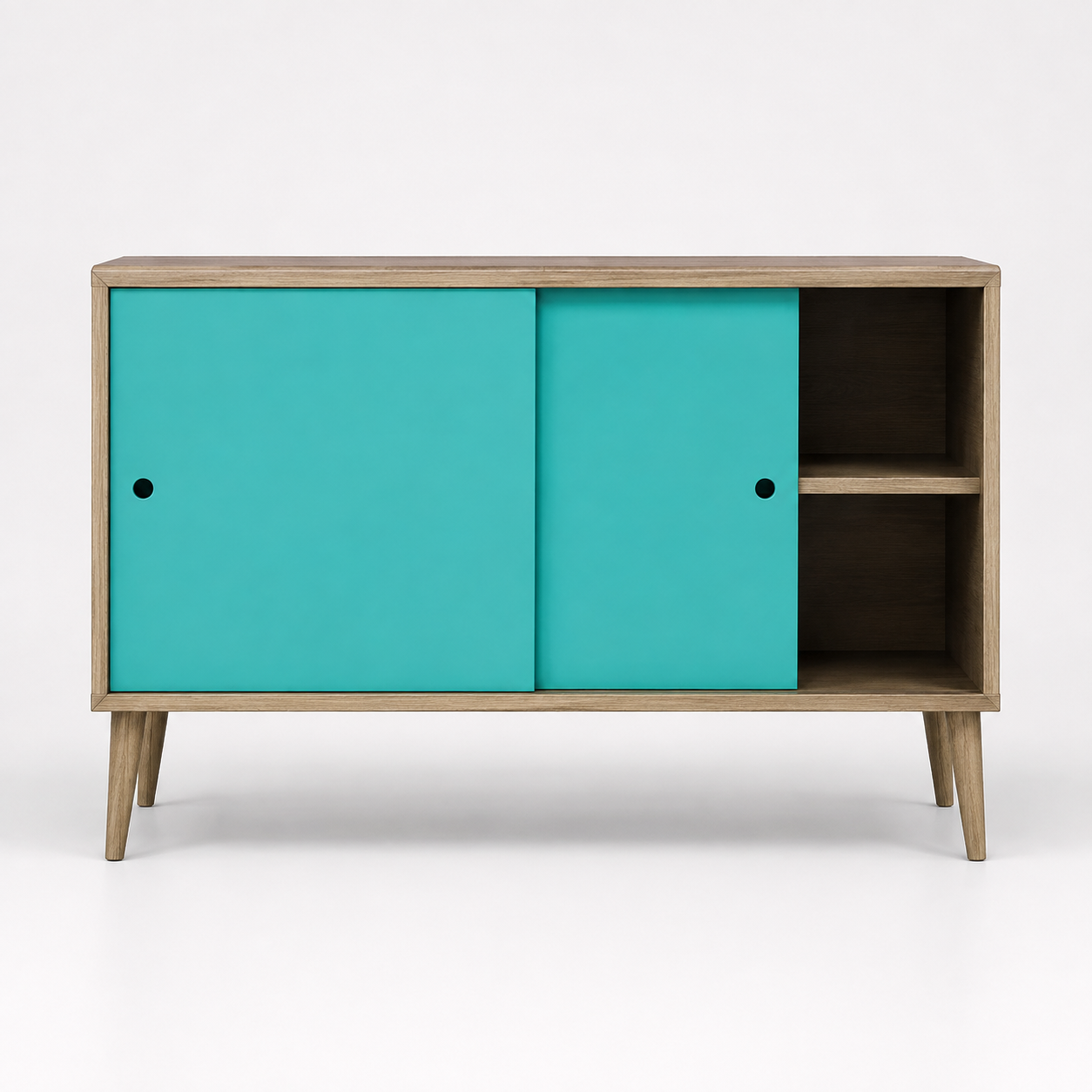 Kids Storage Cabinet in Wooden Finish with Sliding Doors & Open Shelves, Toy & Book Organizer for Kids Bedroom, Nursery, Playroom & Study Area
