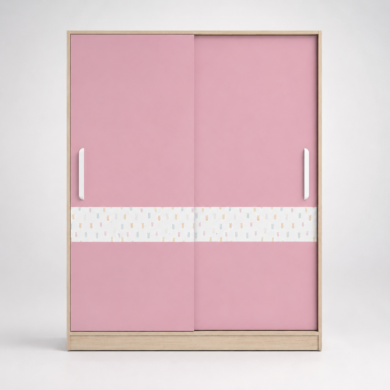 Kids Wardrobe in Wooden & Pink Finish with Sliding Doors, Hanging Storage & Shelves for Kids Bedroom, Nursery & Playroom