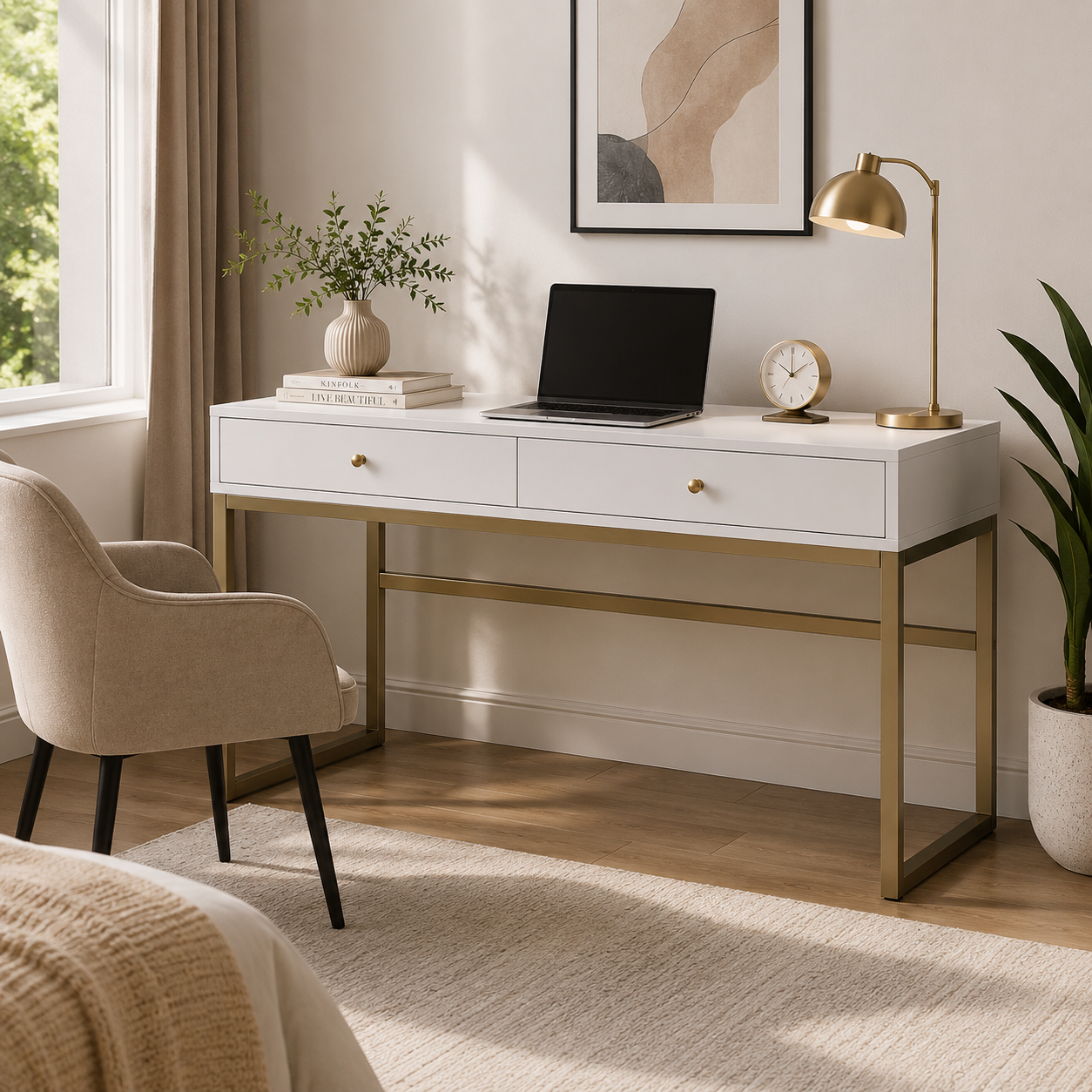 Office Computer Table in Laminated Board Top