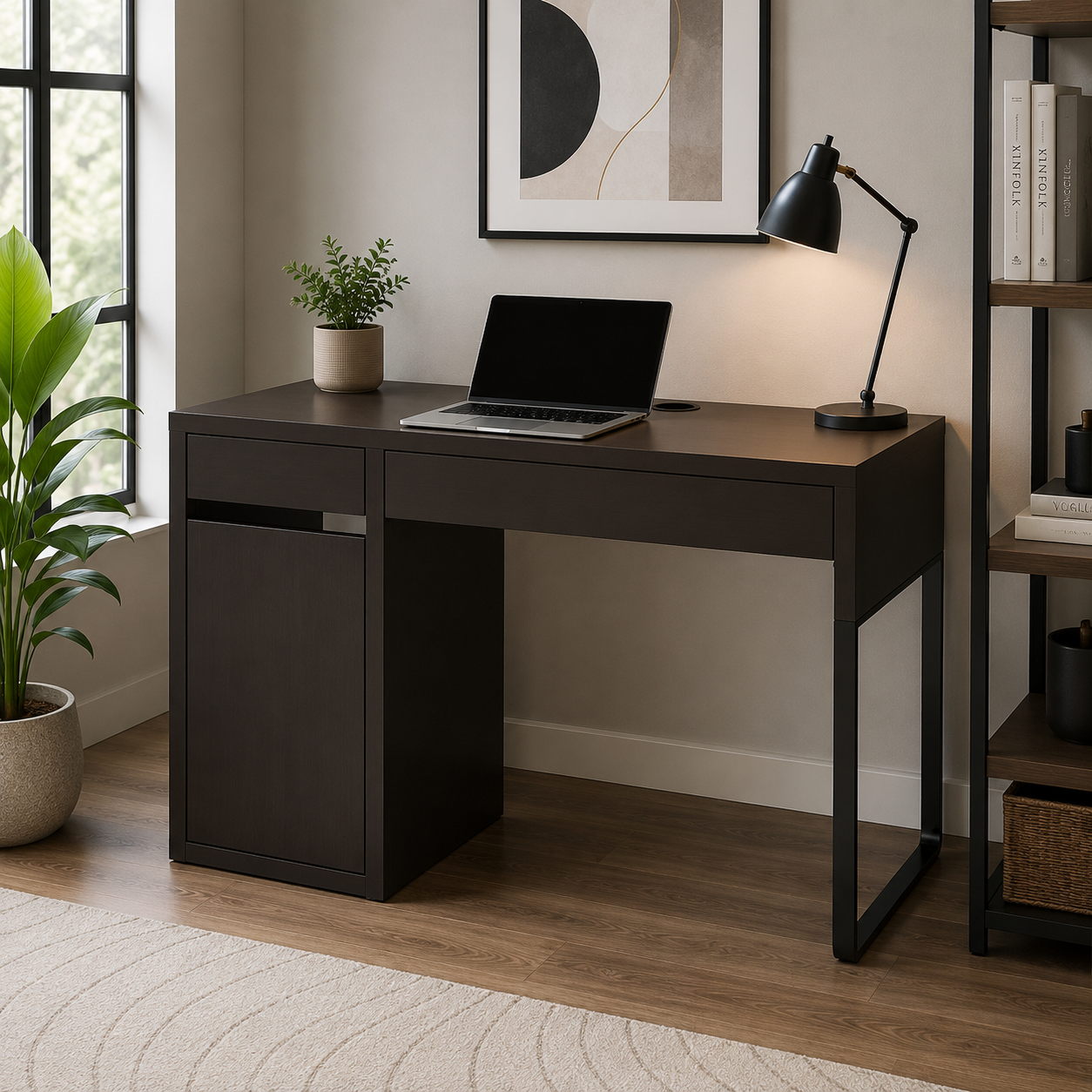 Office Computer Table Made From Particle Board and Fibreboard with Honeycomb Paper Filling With Adjustable Shelf
