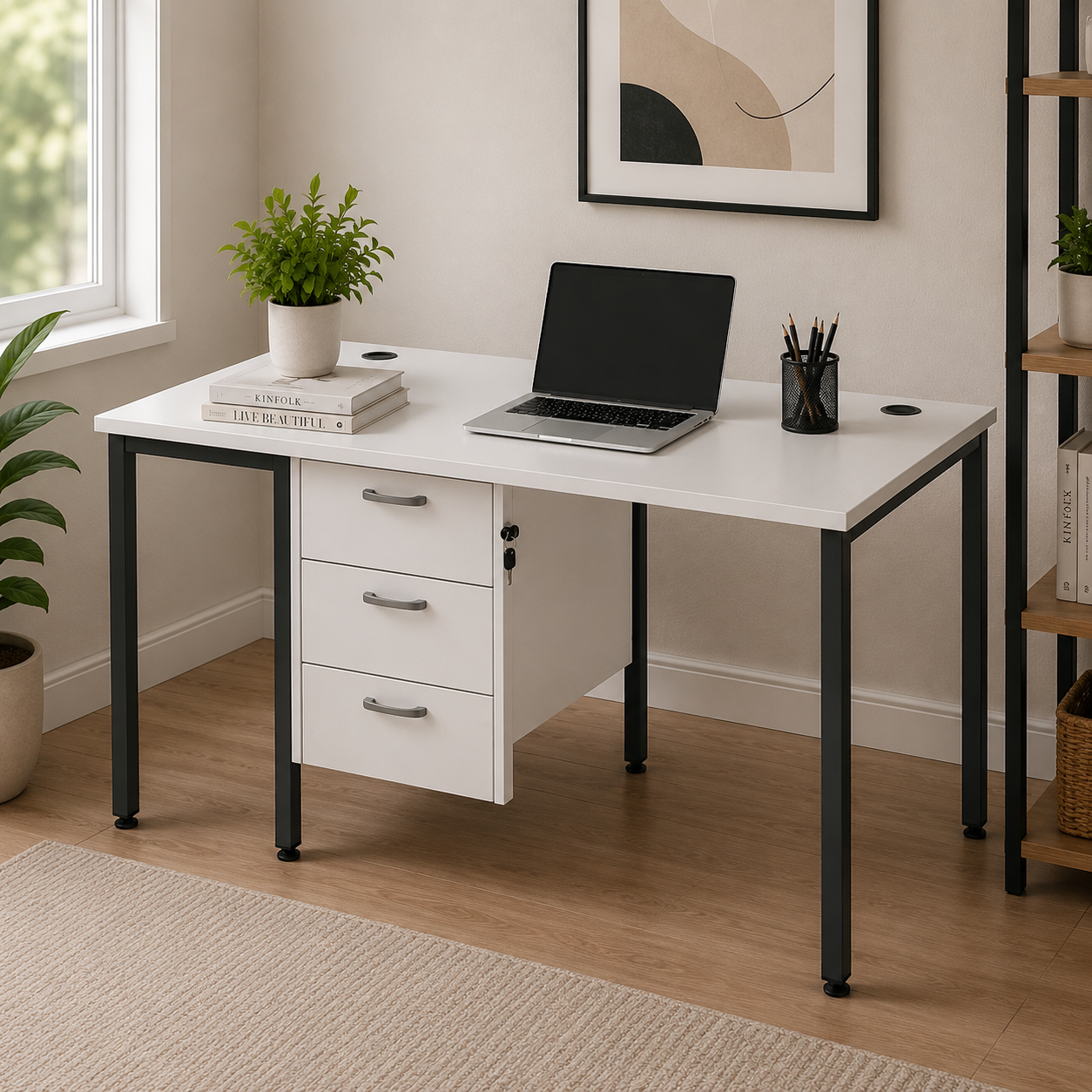 Home and Office Computer Desk Made In MDF and H-Frame Leg Design Ensures a Strong and Stable Workstation