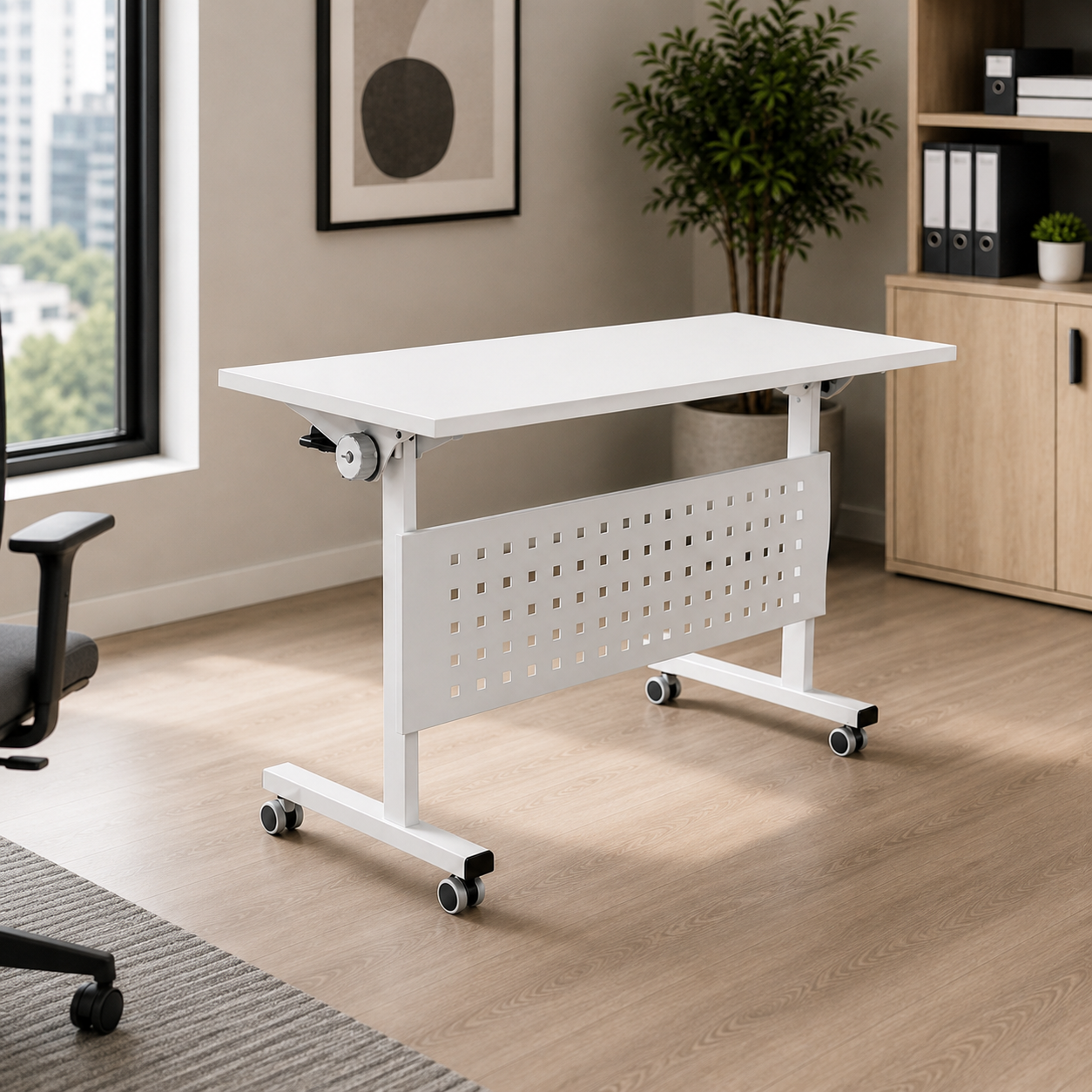 Modern Office Training Table for Office Modular Workspace Desk with Wheels Stylish Conference Classroom and Seminar Room Design