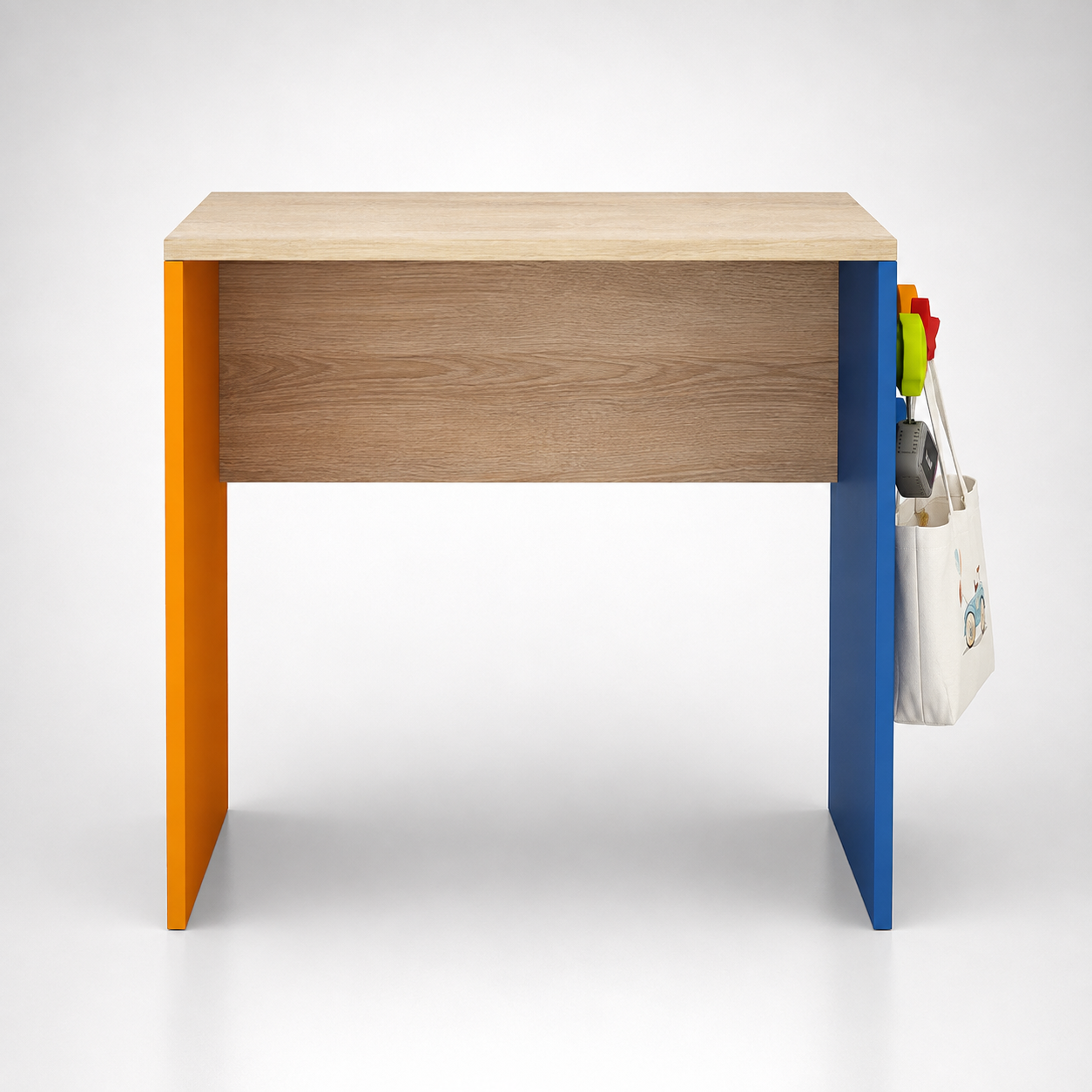 Kids Study Desk in Wooden Finish with Multicolor Side Panels for Kids Bedroom, Nursery & Study Area