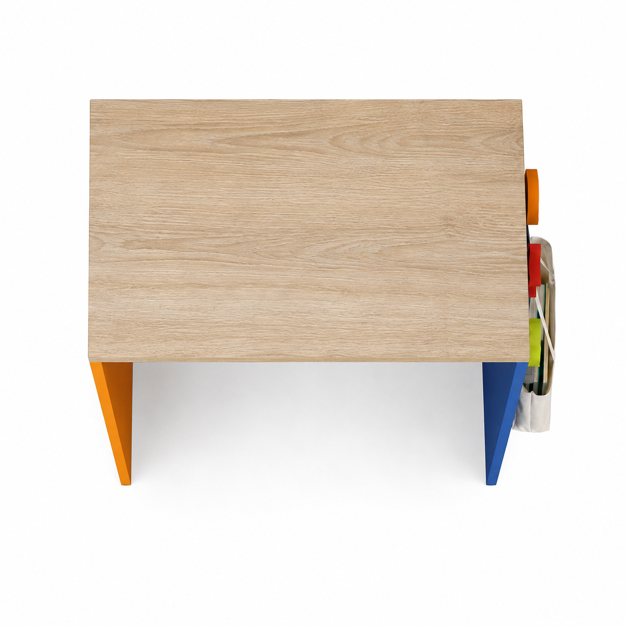 Kids Study Desk in Wooden Finish with Multicolor Side Panels for Kids Bedroom, Nursery & Study Area