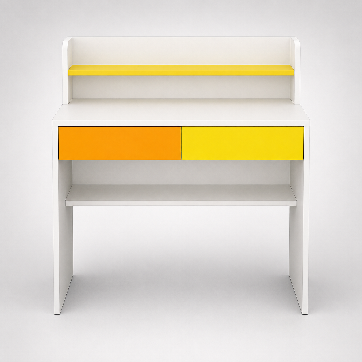 Kids Study Desk in White with Multicolor Drawers & Bookshelf for Kids Bedroom, Nursery & Study Area