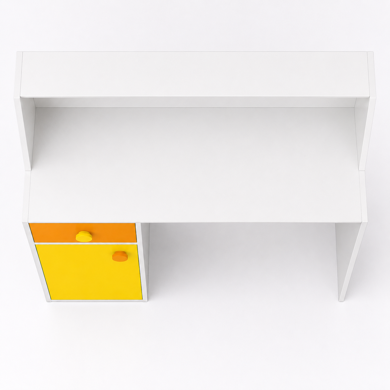 Kids Study Desk in White with Yellow Drawer & Storage Cabinet for Kids Bedroom, Nursery & Study Area