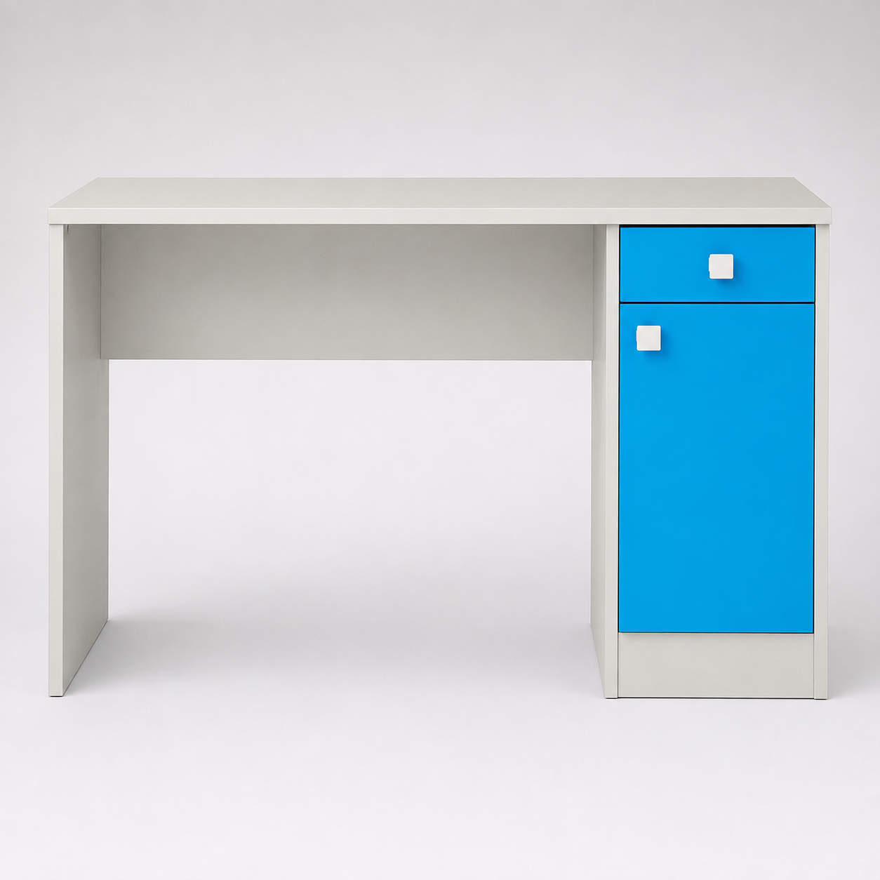 Kids Study Desk in White with Blue Drawer & Storage Cabinet for Kids Bedroom, Nursery & Study Area