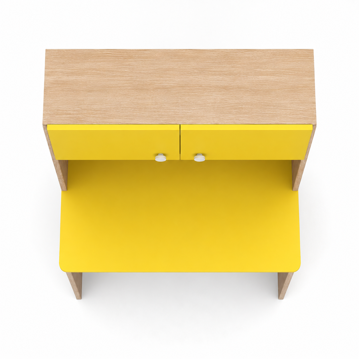 Kids Study Desk in Yellow with Overhead Cabinet & Bookshelf for Kids Bedroom, Nursery & Study Area