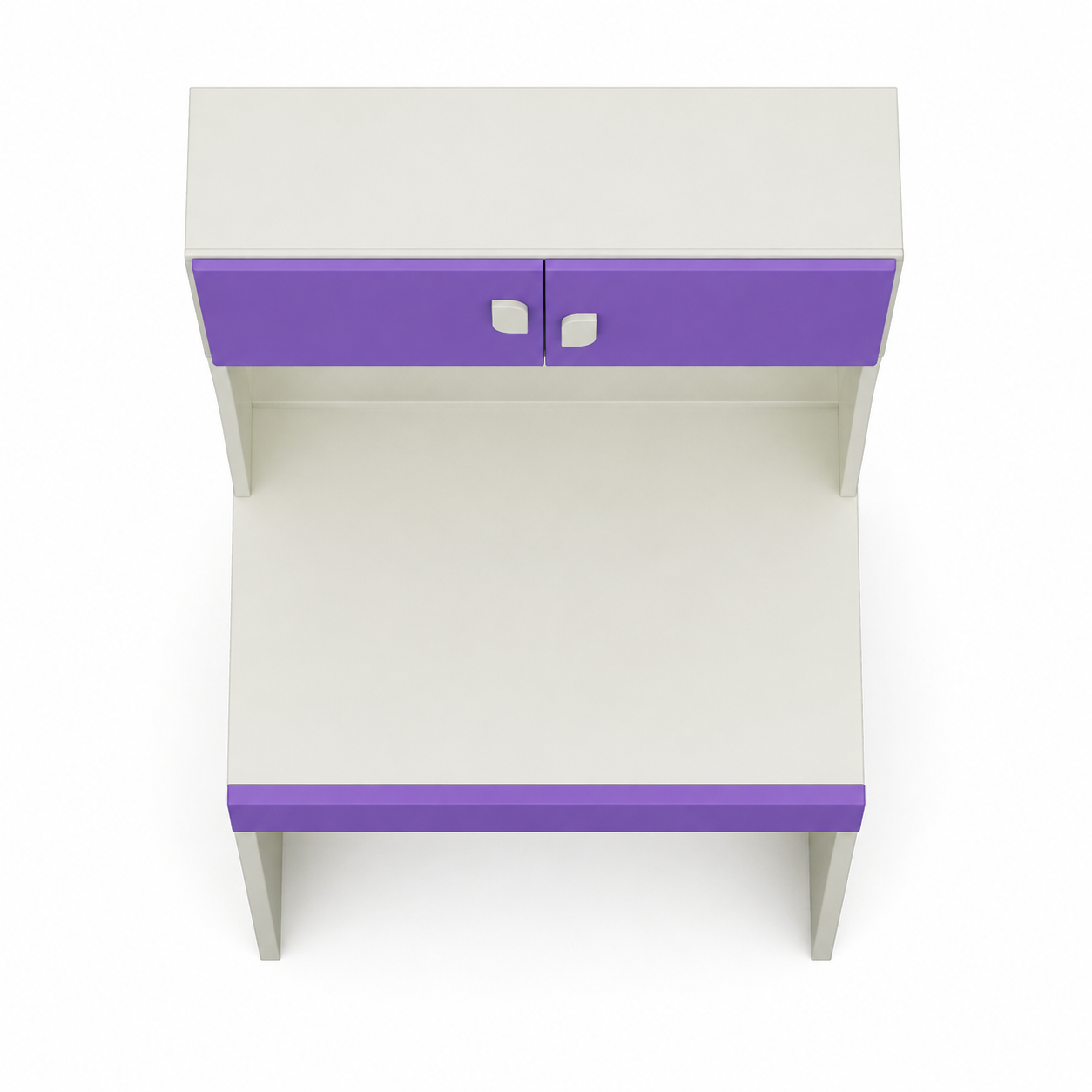 Kids Study Desk in White with Blue Overhead Cabinet & Bookshelf for Kids Bedroom, Nursery & Study Area