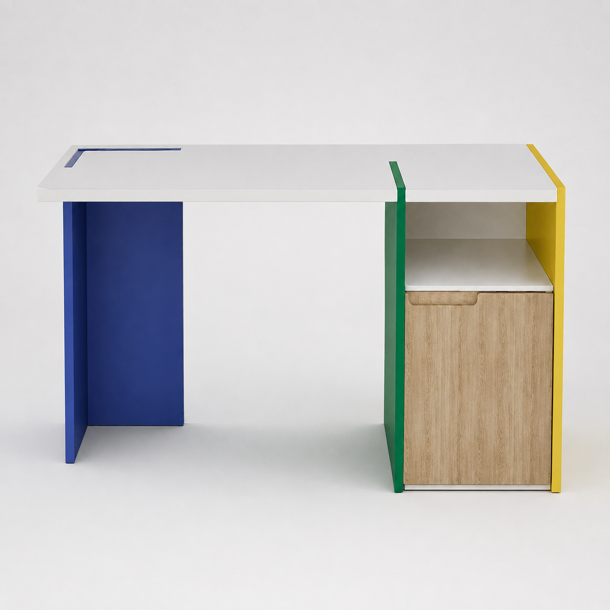 Kids Study Desk in White with Multicolor Storage Cabinet for Kids Bedroom, Nursery & Study Area
