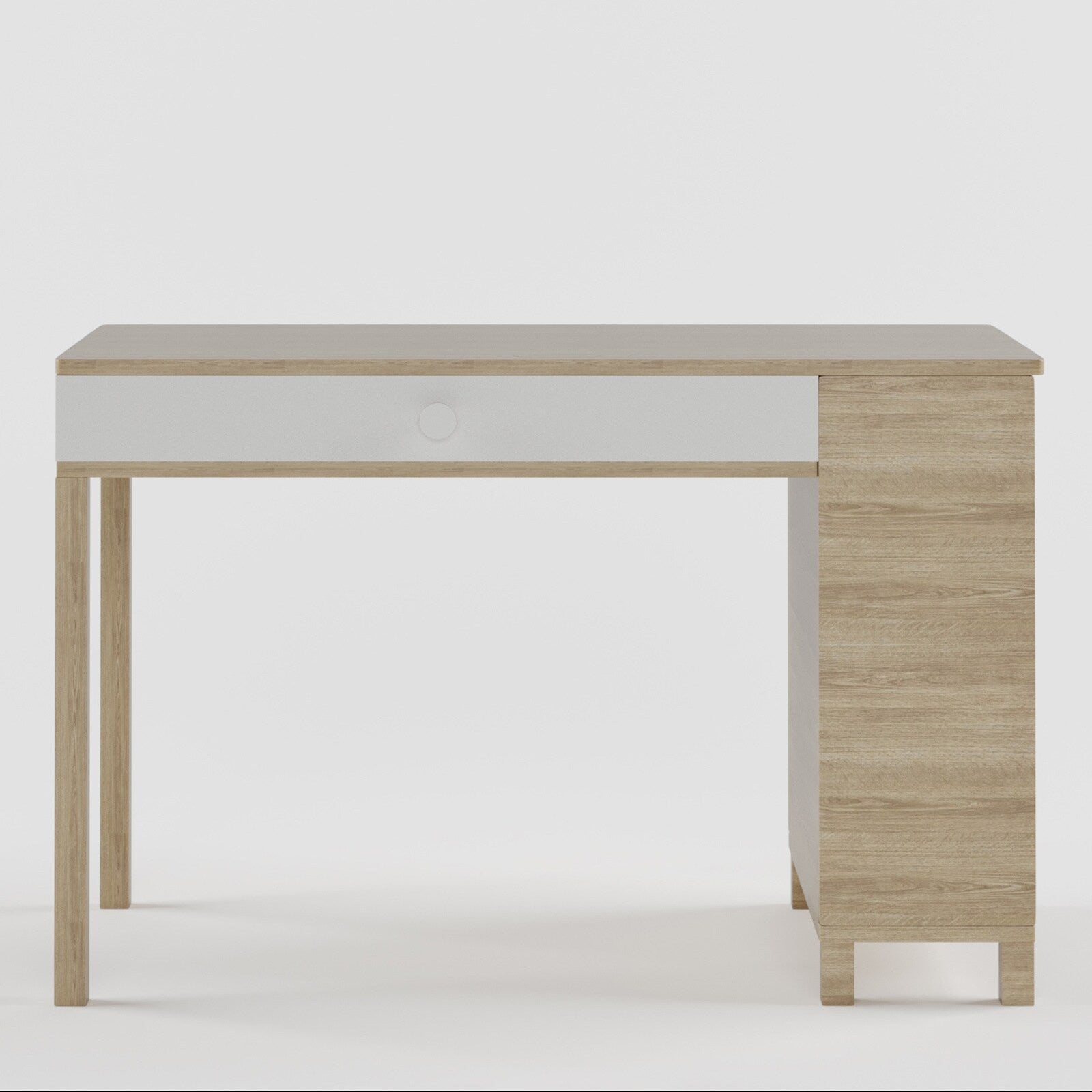 Kids Study Desk in Brown with Drawer & Side Bookshelf for Kids Bedroom, Nursery & Study Area