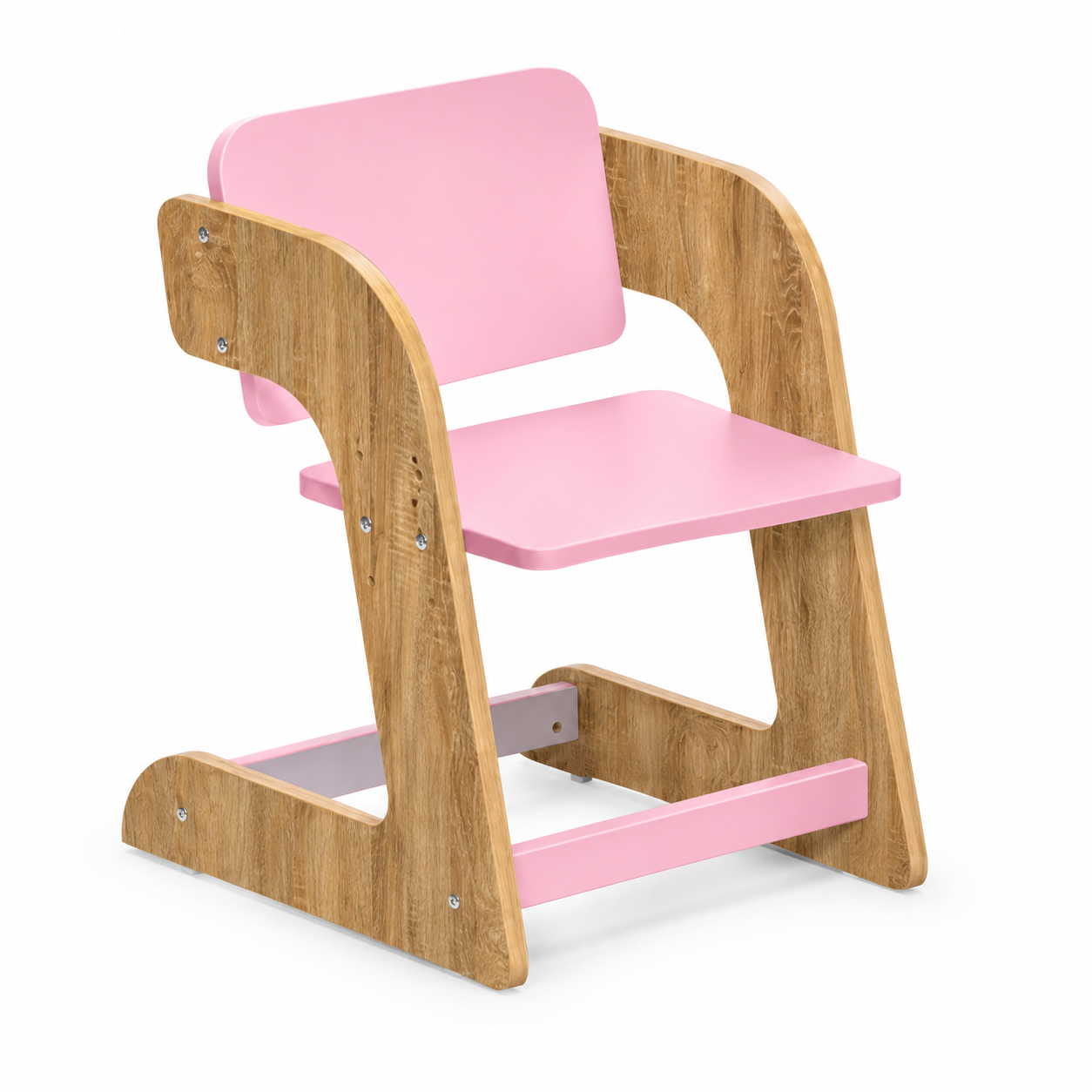 Kids Adjustable Study Table & Chair Set in Oak & Pink for Kids Bedroom, Nursery & Study Area