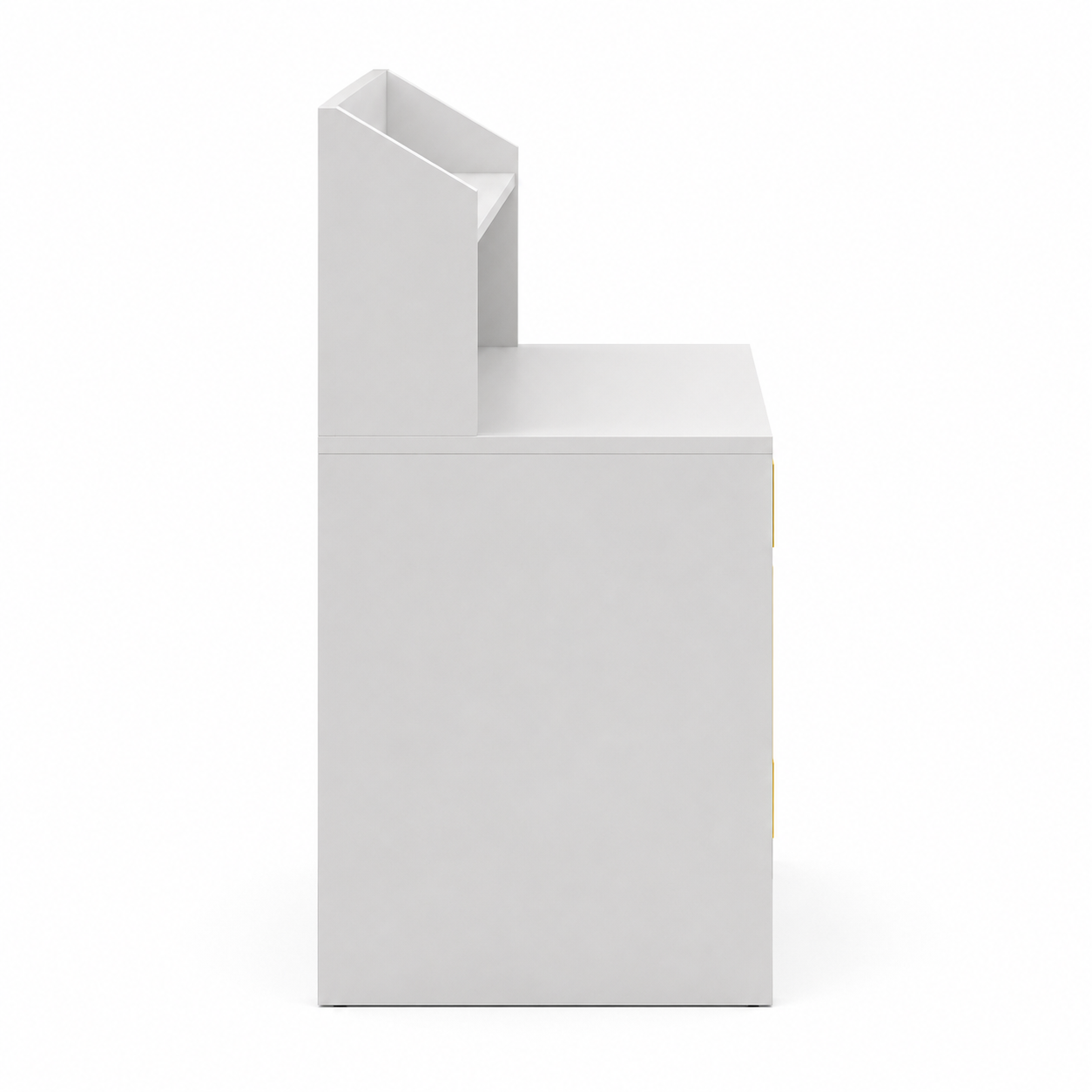 Kids Study Desk & Chair Set in White & Yellow with Bookshelf & Storage Cabinet for Kids Bedroom, Nursery & Study Area