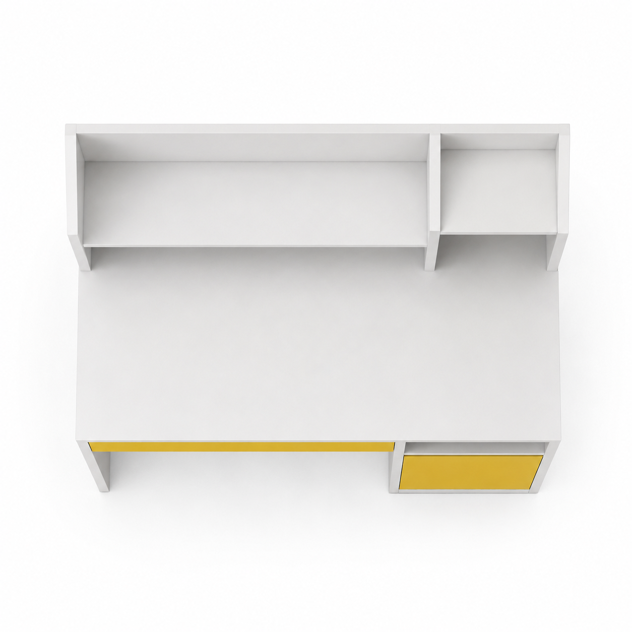Kids Study Desk & Chair Set in White & Yellow with Bookshelf & Storage Cabinet for Kids Bedroom, Nursery & Study Area
