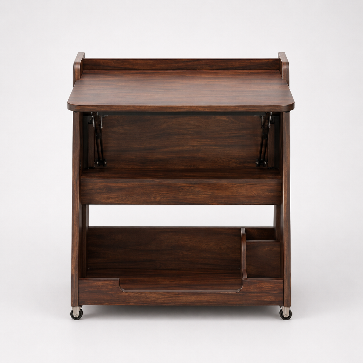Kids Mobile Study Desk in Walnut Brown with Foldable Writing Surface & Storage for Kids Bedroom, Nursery & Study Area