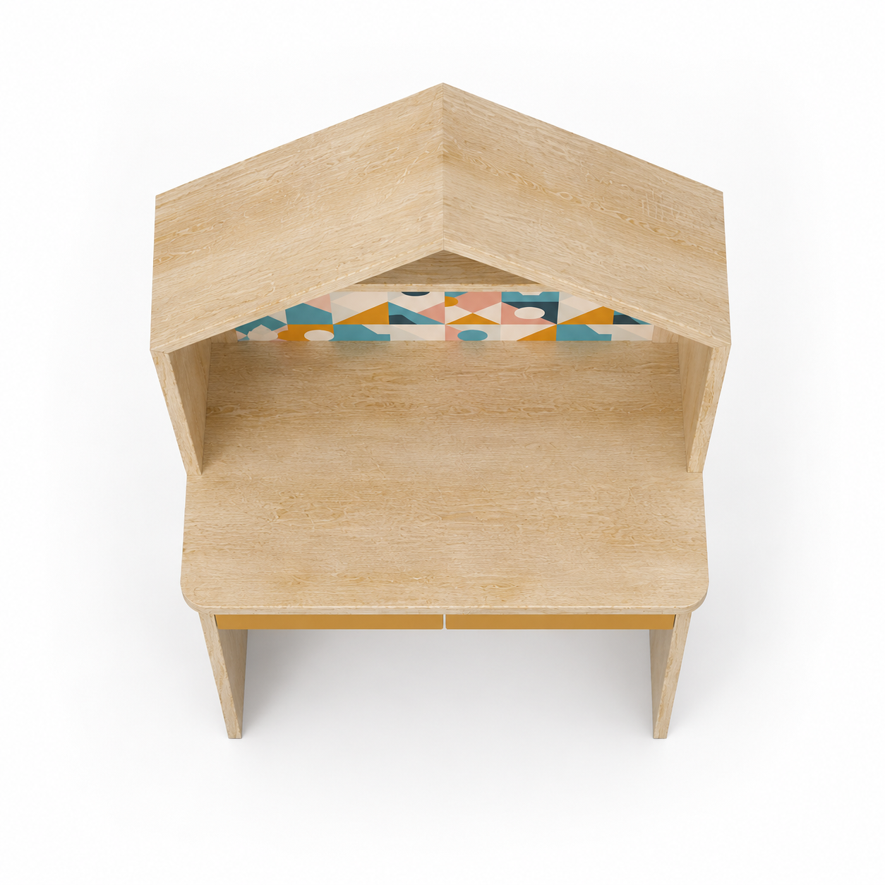 Kids House Study Desk in Natural Oak with Writing Table for Kids Bedroom, Nursery & Study Area