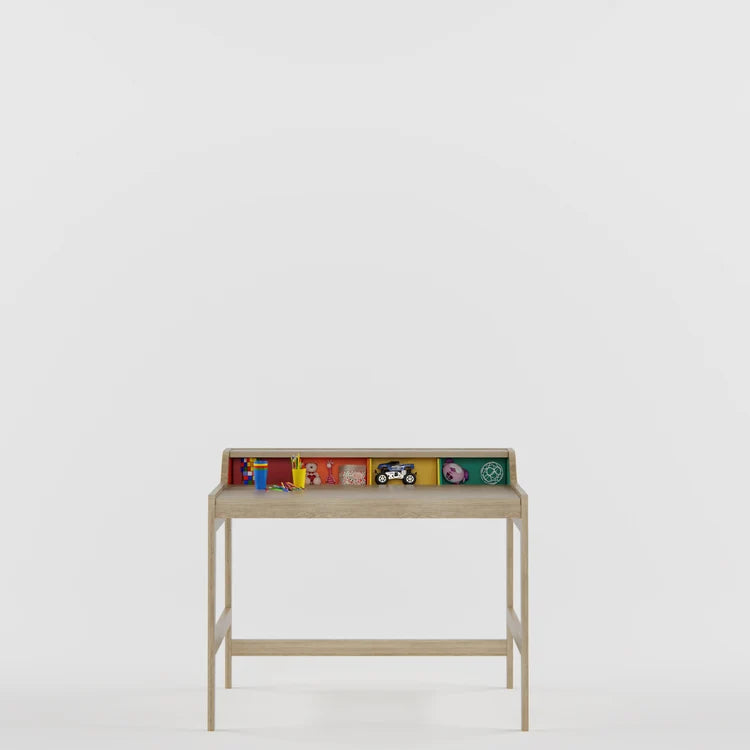 Kids Study Desk in Natural Oak with Organizer Shelf for Kids Bedroom, Nursery & Study Area
