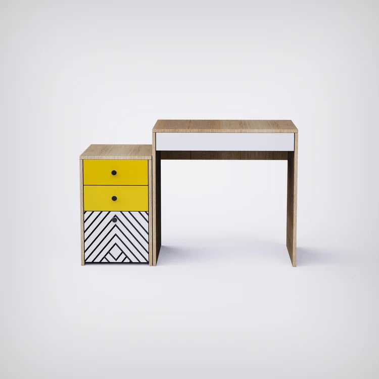 Kids Study Desk with 2 Drawers, Storage Cabinet & Spacious Writing Table for Bedroom, Nursery, Playroom & Study Room