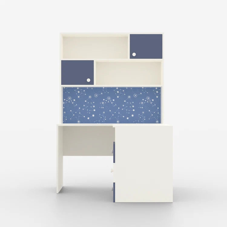 Kids Corner Study Desk with Bookshelf, 3 Drawer Storage & Open Shelves for Bedroom, Nursery, Playroom & Study Room