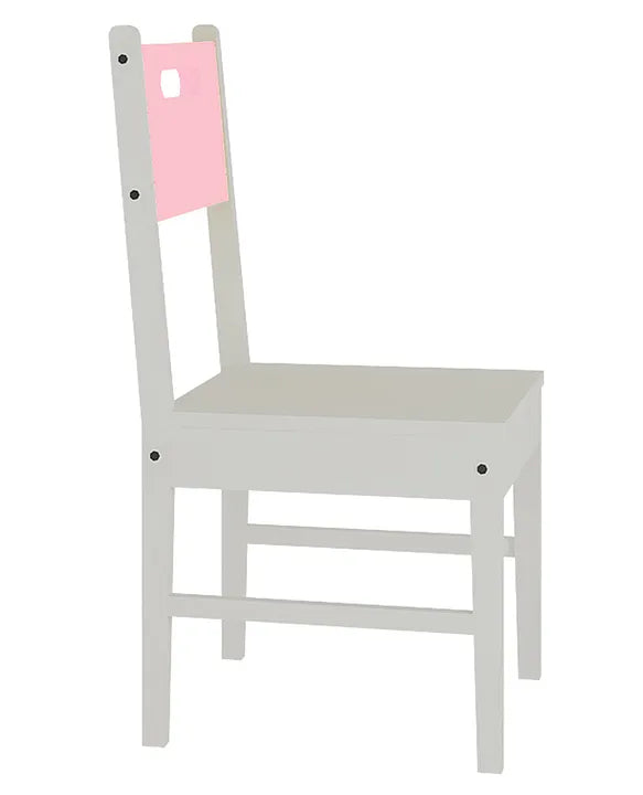 Kids' Study and Dining Chair with Pink Back Panel Strong Wooden Structure for Daily Use