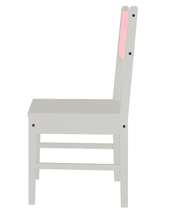 Kids' Study and Dining Chair with Pink Back Panel Strong Wooden Structure for Daily Use