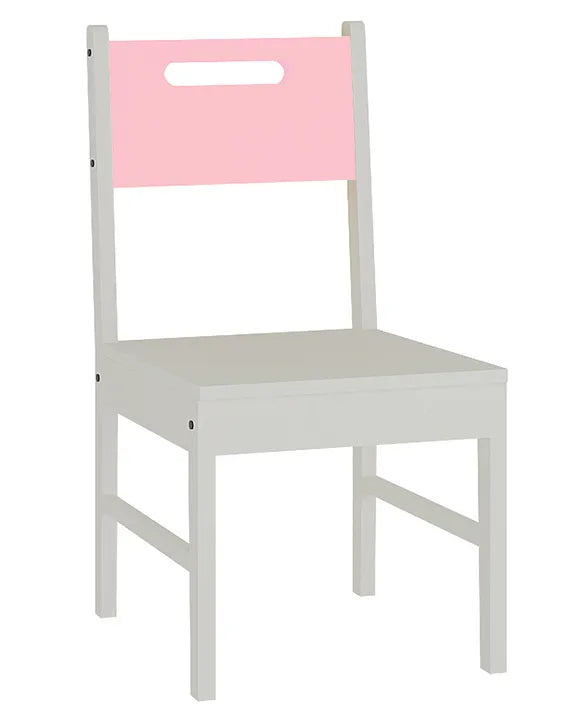 Kids' Study and Dining Chair with Pink Back Panel Strong Wooden Structure for Daily Use