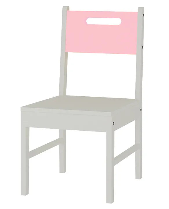 Kids' Study and Dining Chair with Pink Back Panel Strong Wooden Structure for Daily Use