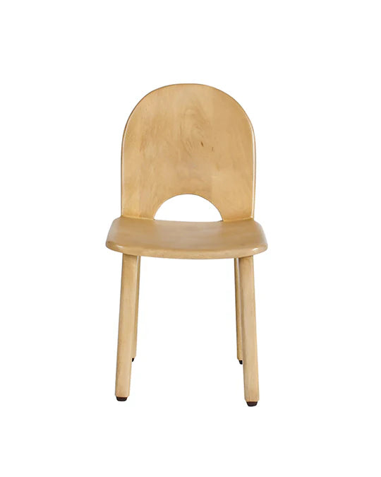Kids Wooden Dining Chair Natural Finish with Curved Backrest and Comfortable Seating Design