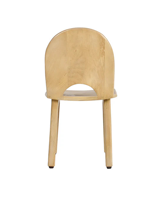 Kids Wooden Dining Chair Natural Finish with Curved Backrest and Comfortable Seating Design