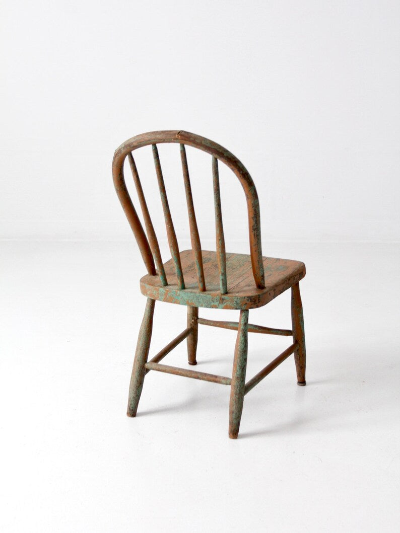 Vintage Wooden Kids Chair or Rustic Antique Style Solid Wood Chair for Kids or Decorative and Functional Chair for Home, Playroom and Cafe Use