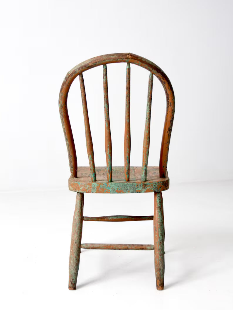 Vintage Wooden Kids Chair or Rustic Antique Style Solid Wood Chair for Kids or Decorative and Functional Chair for Home, Playroom and Cafe Use