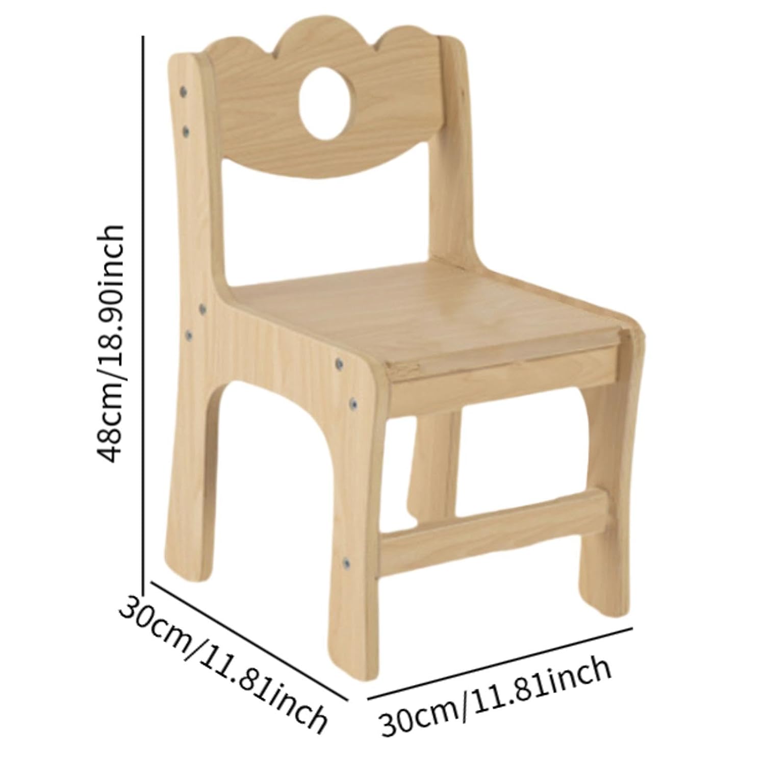 Eco-Friendly Natural Wood Kids Chair - Scalloped Back and Sturdy Design for Toddler Playrooms