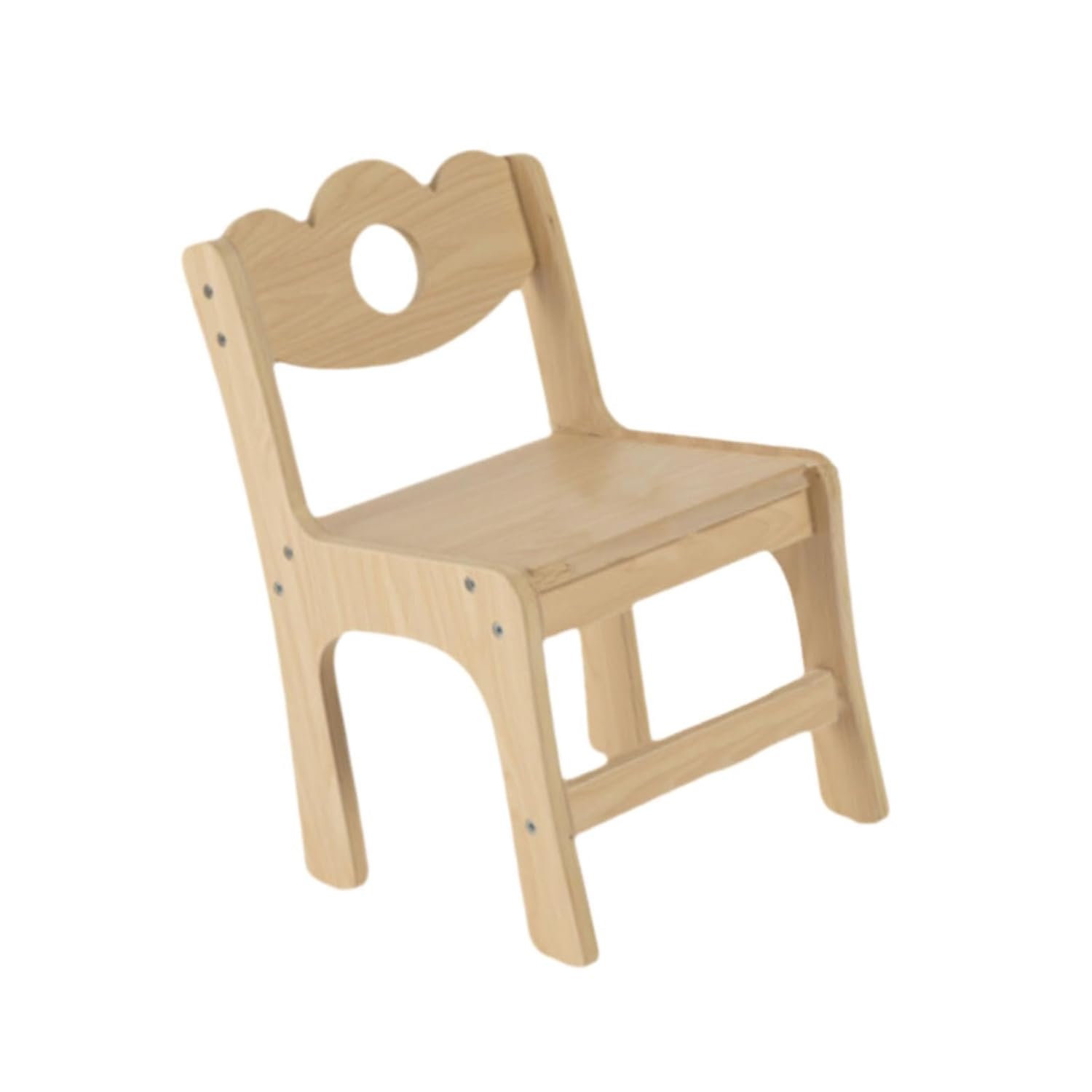 Eco-Friendly Natural Wood Kids Chair - Scalloped Back and Sturdy Design for Toddler Playrooms