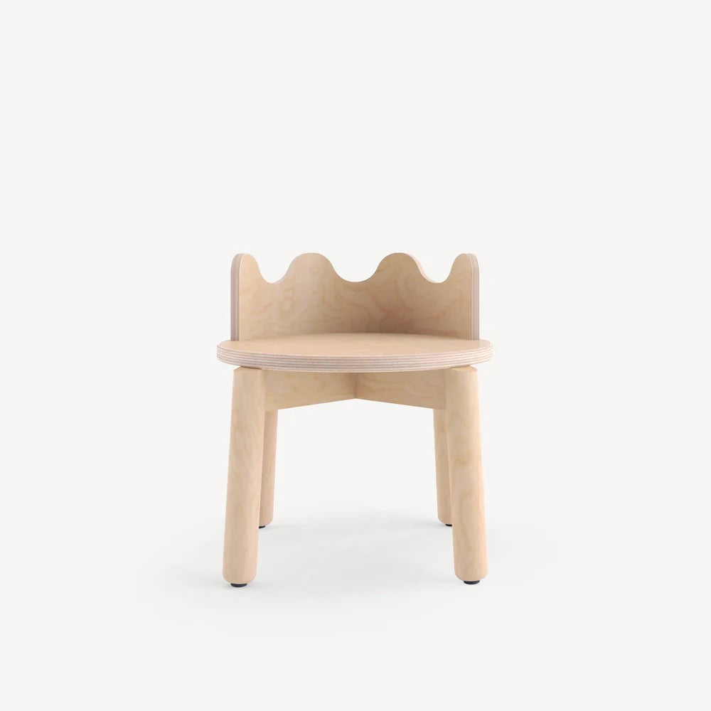 Handcrafted Solid Wood Kids Chair with Curved Backrest - Durable Wooden Study Chair for Kids - Modern Minimal Design for Playroom and Study Use